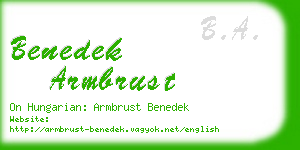 benedek armbrust business card